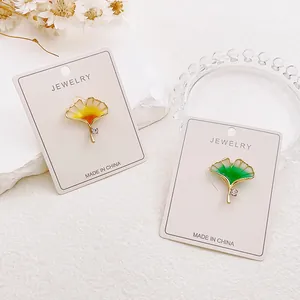 Exquisite Emaille Ginkgoblatt Brosche Legierung Zirkonia Blatt Reversnadel Für Damen Elegant Botanischer Schmuck Geschenk Kleidungsaccessoire