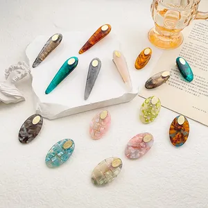 Pinza para el Pelo de Pico de Pato de Acetato Vintage con Patrón de Mármol para Mujer Pasador de Resina Geométrico Accesorios para el Cabello
