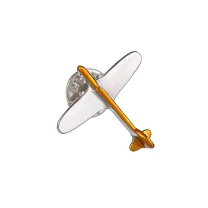 Spilla ad aereo minimalista in metallo oro e argento con chiusura a farfalla sicura