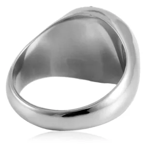 Vintage punk titanium steel signet ring with polished round stone for men and women