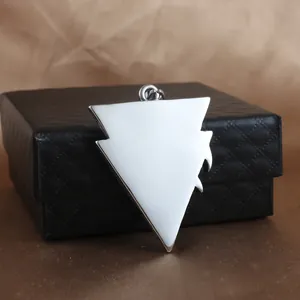 Punk style stainless steel eagle pendant in arrowhead shape with white enamel inlay
