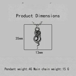 Punk stijl roestvrijstalen slangen hanger ketting met vintage slangen-textuur