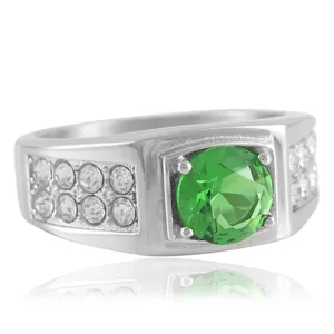 Anillo de Acero Inoxidable con Piedra Preciosa Vintage para Mujer Hombre Punk Anillo de Banda de Acero de Titanio con Circonita Redonda Incrustada Joyería Regalo