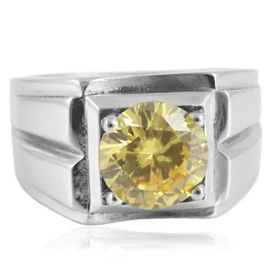 Bague Vintage en Acier Inoxydable avec Pierre pour Homme Femme Punk Large Bande Rainure Géométrique Zircone Bijoux de Doigt