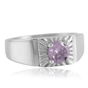 Anillo de Acero de Titanio Retro Punk para Mujer Hombre de Acero Inoxidable Geométrico Rectangular con Zirconia Joyería Regalo