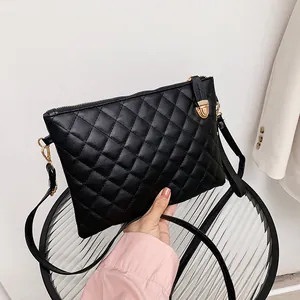 Sac à Bandoulière Vintage en Cuir PU Matelassé Pour Femmes Mode Petit Sac Carré Avec Serrure En Métal Doré Pochette