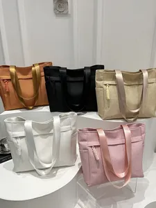 Dames Grote Capaciteit Geweven Tote Tas Japanse Stijl Corduroy Schoudertas School Woon-werkverkeer Casual Handtas Met Geweven Decoratie