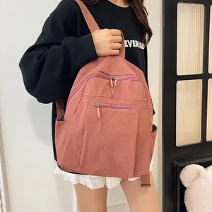 Zaino da donna in nylon rosa antico con tasche multiple e grande capacità di carico