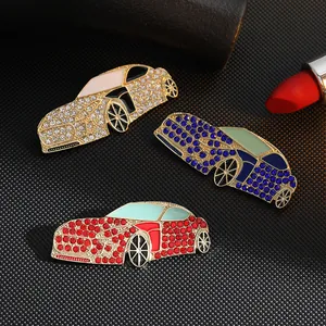 Fashion Rhinestone Sports Car Brooch Zinc Alloy Enamel Drip Oil Car Lapel Pin High-end Suit Coat Jewelry Accessories Gift