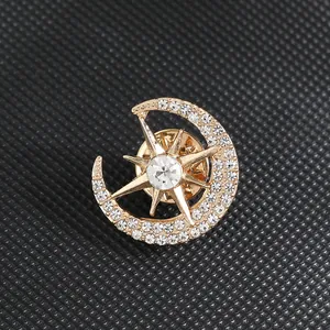 Eleganter Stern Mond Brosche Zinklegierung Strass Reversnadel Anti-Exposure Bekleidungszubehör Für Damen Hochzeit Party Schmuck