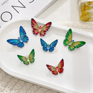 Elegant Butterfly Brooch For Women Zinc Alloy Gradient Enamel Drip Oil Pin With Rhinestone For Wedding Party Clothing Accessories
