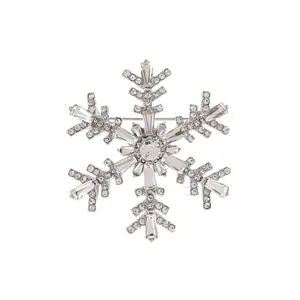 Spilla fiocco di neve in argento con cristalli scintillanti e strass per cappotti invernali