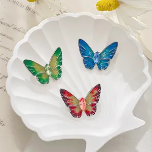 Exquisite butterfly brooch set with colorful drip oil enamel and synthetic gemstones