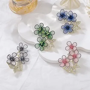 Elegant Flower Butterfly Brooch For Women Zinc Alloy Rhinestone Mesh Fabric Anti Exposure Pin Fashion Jewelry Wedding