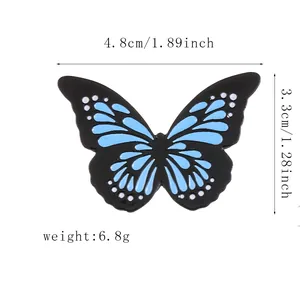 Detailed size chart of a butterfly enamel brooch showing length 4.8cm and height 3.3cm