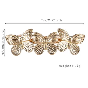 Spécifications de taille détaillées de la barrette papillon dorée avec dimensions précises