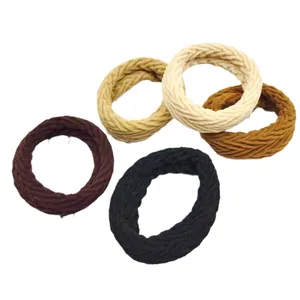 Five seamless high-elastic hair ties in earth tones with stylish braided texture
