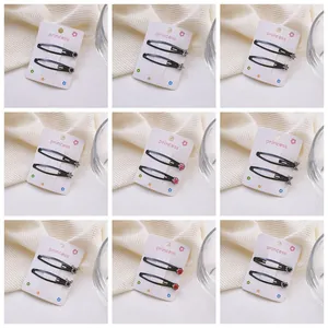 Pinzas para el Cabello BB de Metal Negro de Estilo Coreano Con Decoraciones de Corazón de Flor de Strass Pasadores de Cabello Dulces Para Mujeres Niñas