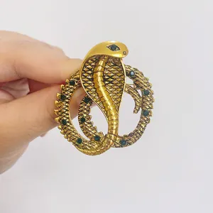 Vintage Schlangen Brosche Pin Für Damen Antik Gold Silber Zinklegierung Strass Tier Caduceus Flügel Revers Pin Modeschmuck