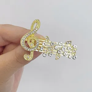 Elegante Spilla Nota Musicale Strass Chiave di Violino Lega di Zinco Intarsiato Cristallo Gioielli per Uomo Donna Accessori Abbigliamento
