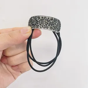 Women Geometric Rhinestone Hair Tie High Elastic Rubber Band Sparkling Crystal Scrunchies Fashion Ponytail Holder Accessories
