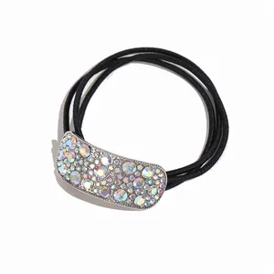 Sparkling rhinestone scrunchie ponytail holder with durable elastic black hair bands