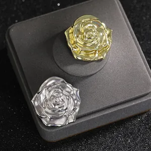 Elegant rose floral brooches in polished gold and silver finish for fashion accessories