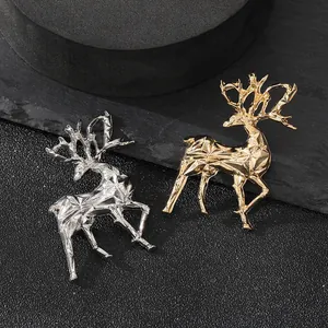 Vintage Zinklegierung Elch Hirschkopf Brosche Pin Für Damen Herren Galvanisierte Geometrische Tier Schmuck Weihnachten Geschenk