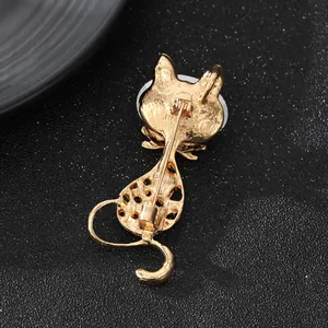 Back view of luxury cat brooch with gold plating and secure safety pin buckle