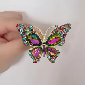 Eleganter Schmetterlingsbrosche Strass Damen Zinklegierung Kristall Tier Pin Für Hochzeit Party Kleidung Zubehör Geschenk