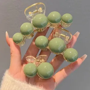 Set Mollette per Capelli in Acrilico con Perline Verdi per Donna Elegante Trasparente Geometrico Accessori per Capelli Estate Clip per Coda