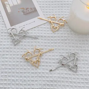 Pinza para el Cabello de Corazón de Metal Sweet Cool Y2K Gótico Llama Horquilla Aleación Tribal Corazón Joyería para Mujer