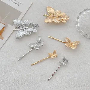 Fermaglio per Capelli Farfalla di Moda Lega di Zinco Oro Argento Forcina Design Animale Minimalista Accessorio per Donna