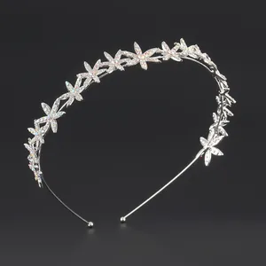 Cerchietto per Capelli a Forma di Fiore in Lega Vintage Con Strass AB Elegante Fascia in Metallo Argento per Matrimonio Festa Donna