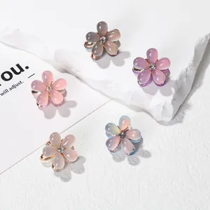 Mini Pinces à Cheveux Fleur de Camélia pour Femmes Filles Alliage de Zinc Résine Dégradé Floral Épingles à Cheveux Accessoires Cheveux