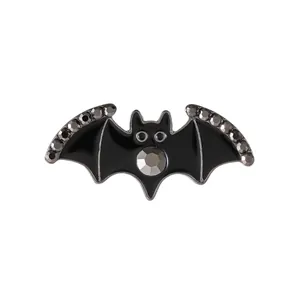 Broche chauve-souris noire étincelante avec cristaux pour Halloween et style gothique