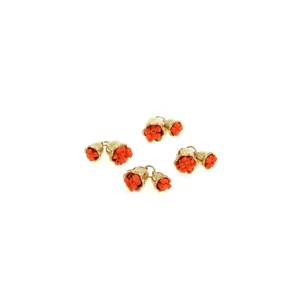 Exquisite 18K gold-plated rose flower pendant set with zircons and coral red beads