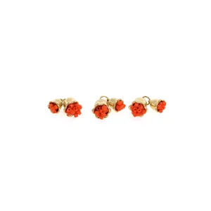 Exquisite 18K gold-plated rose pendant with orange tubular beads and sparkling zircons