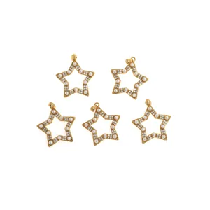 Exquisite 18K vergoldete Sternanhänger mit Perlen und Zirkonsteinen für DIY-Schmuck