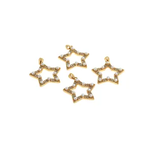 Exquisite 18K vergoldete Stern-Anhänger mit Zirkonia und weißen Perlen besetzt