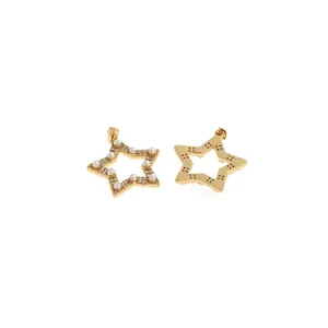 18K vergoldeter Sternanhänger mit Zirkonia und Perlen für DIY Schmuckherstellung