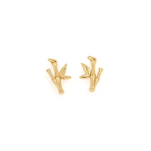 18K gold-plated bamboo-shaped zircon pendants set in elegant minimalist style