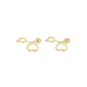 Orecchini a stetoscopio a forma di cuore placcati in oro 18K con finitura lucida