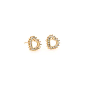 Pendientes de corazón bañados en oro de 18K con pavé de circonitas brillantes