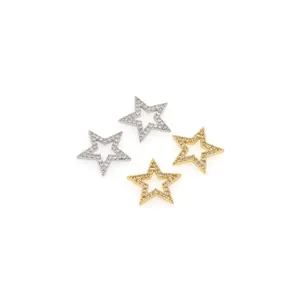 18K Verguld Koper Zirkonia Opengewerkte Ster Hanger Charm Voor Vrouwen DIY Sieraden Maken Accessoires