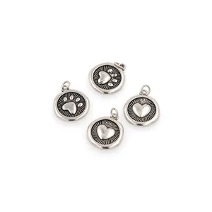 Vintage Koperen Zirconia Hart Berenpoot Hangers Ronde Minimalistische Bedeltjes Voor DIY Sieraden Maken Handgemaakte Accessoires