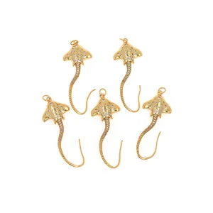 Lot de 5 pendentifs raie manta plaqués or 18 carats avec cristaux de zircone cubique