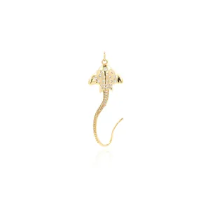 Pendentif Raie en Cuivre Plaqué Or 18K Avec Zirconia Breloque Manta Océanique Pour Création de Bijoux DIY Mode Accessoires Femme