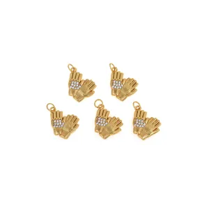 Set of 5 18K gold plated glove pendants with sparkling cubic zirconia crystals