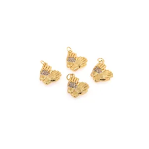 Minimalist 18K gold plated hand-shaped charms with sparkling cubic zirconia inlays